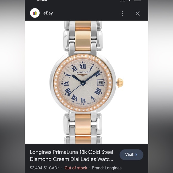 Longines PrimaLuna 18k Gold Steel DIamond Cream Dial Ladies Watch - Picture 16 of 16